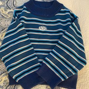 Blue mock neck sweater